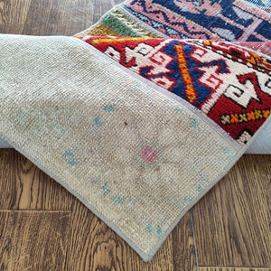 2.6x9.6 Ft Colorful Oushak Runner Rug, 3x10 Rainbow Vintage Runner, Handmade Oushak Entryway Hallway Kitchen Kids Living Room Bedroom Runner