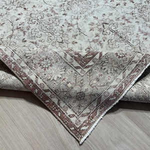 Great! Unique 6.6x9.9 Ft, Pink Beige Gray Turkish Rug, 7x10 Vintage Rug, Oushak Living Room Bedroom Kitchen Kids Entry Wool Rug,Home Decor