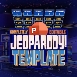 カスタマイズ可能なJeopardy PowerPointテンプレート｜シームレスナビゲーションで使いやすく（デジタルダウンロード）
