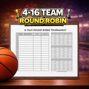 Cuadros de torneos profesionales de todos contra todos (PDF imprimible) / Plantillas de 4 a 16 equipos