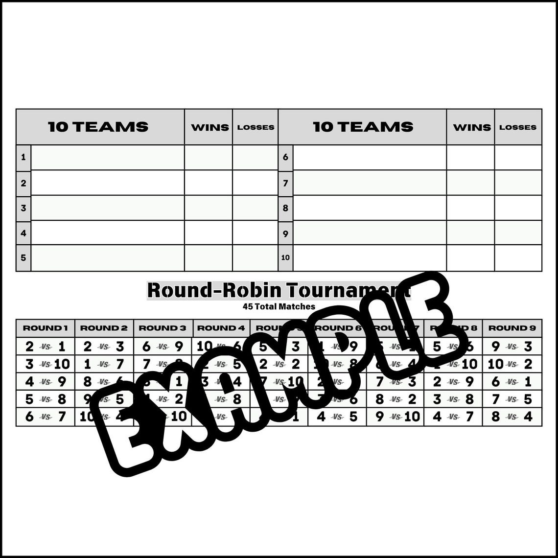 Printable Round-robin Tournament Brackets 4 to 18 Team Templates - Etsy