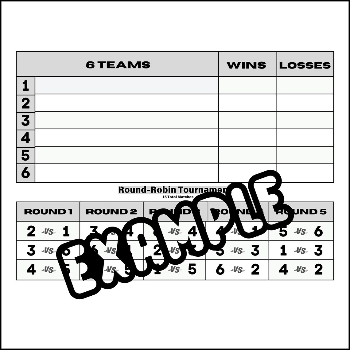 Printable Round-robin Tournament Brackets 4 to 18 Team Templates - Etsy