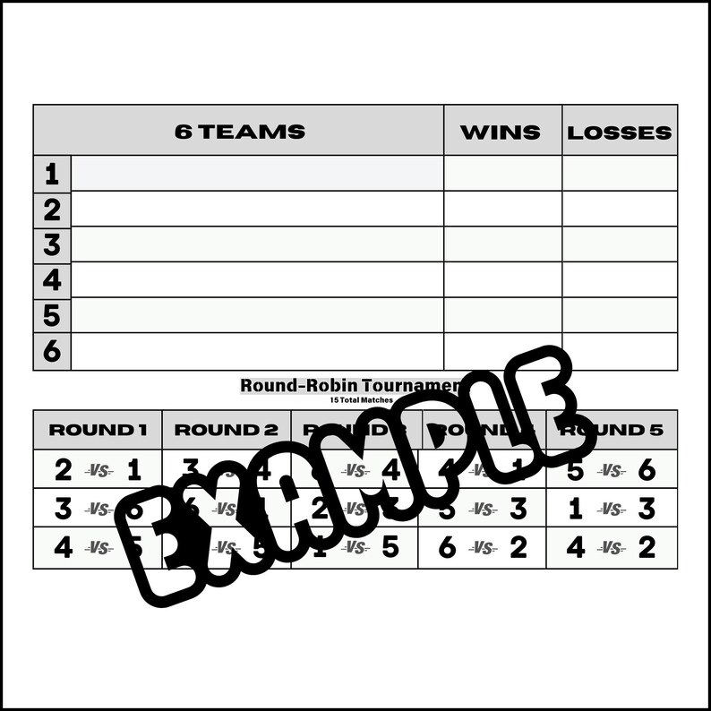 Printable Round-robin Tournament Brackets 4 to 18 Team Templates - Etsy