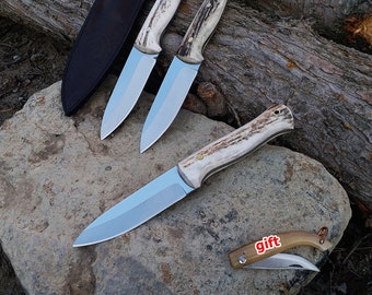 Hand made Deer Antler Camper and Hunter Knife,Hunting Knife,Special Knife,Engraved Knife,Custom Knife,Free Shipping Knife,fGroomsmen Gifts