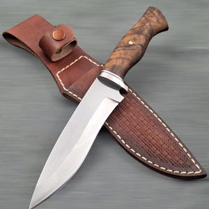 Natural Rosewood Handle Personalized Skinning Knife With Leather Sheath. Gift Knife, Hunter Knife,Gift Bushcraft Knife Gift For Men,knıfe,