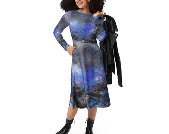 Blue Ombre Gradient Dress: Long Sleeve Mini Party Dress - Etsy