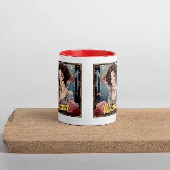 Mug with Color Inside "Woman with flowers"