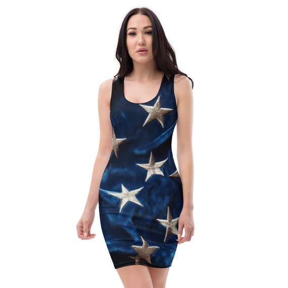 star bodycon dress Print Dress: Fitted Polyester Spandex Blend Easy to wear and