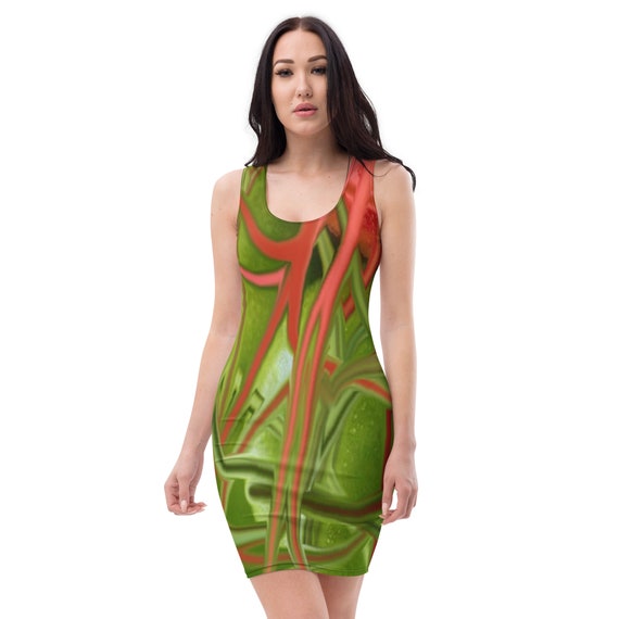 Sublimation Cut & Sew Dress "Green and Red melting"
