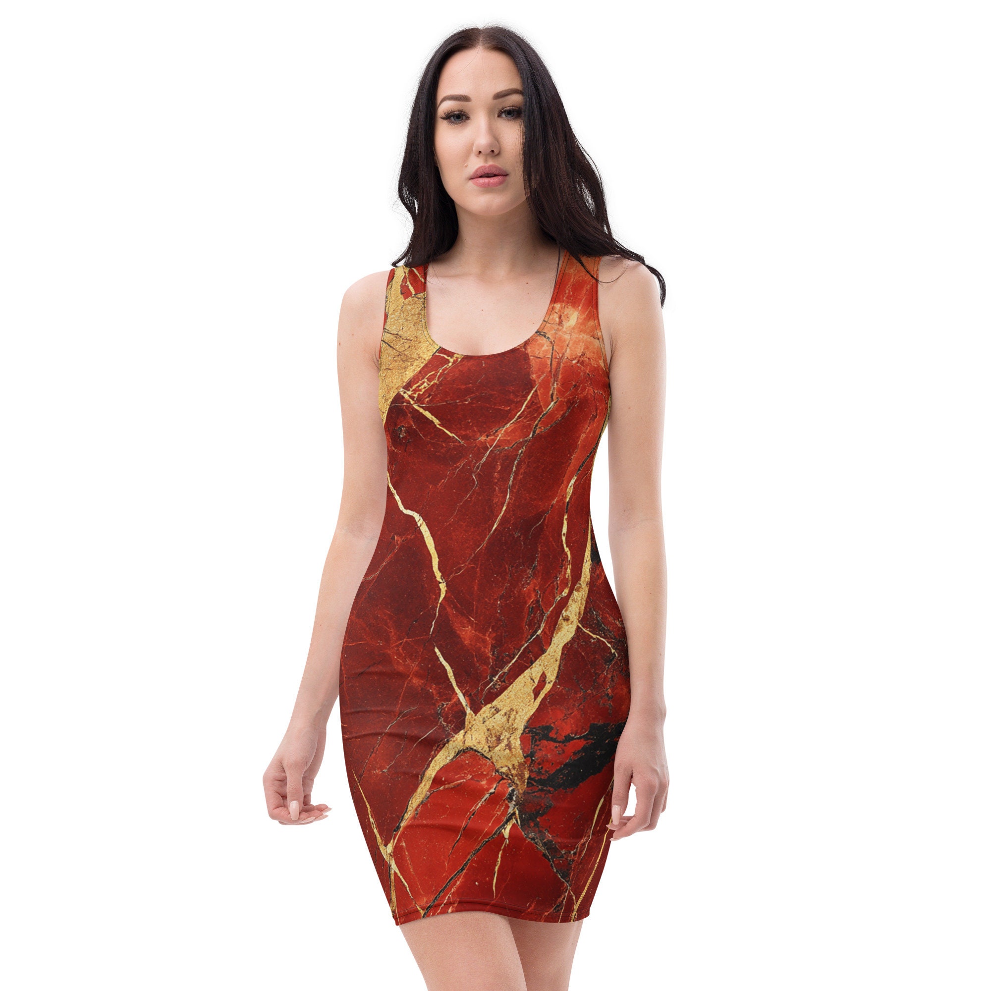 red marble dress Bodycon dress Red Marble