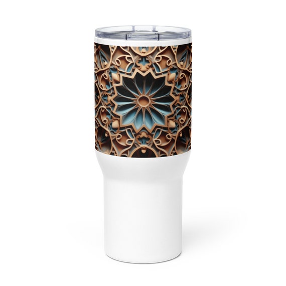 Travel mug with a handle with Arab style motive