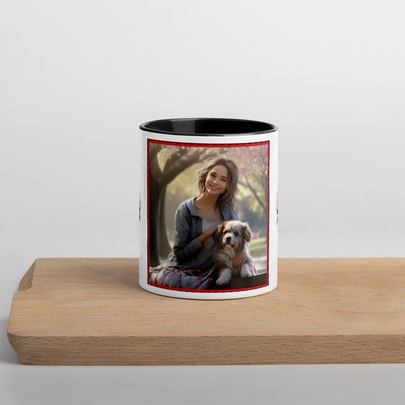 Mug with Color Inside "Girl with dog"