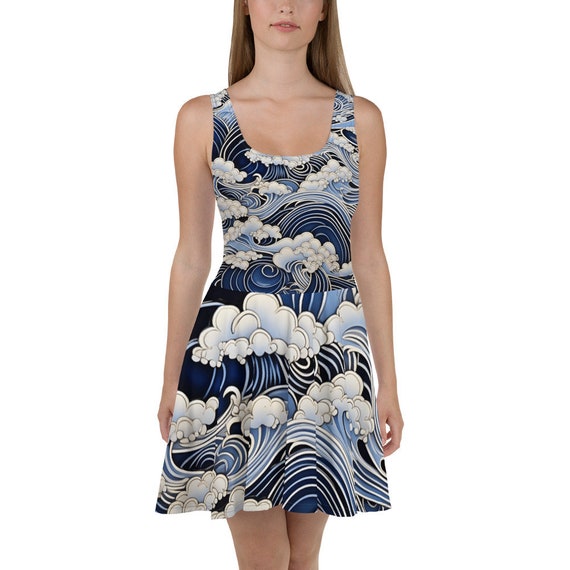 Skater Dress with Waves of Japan