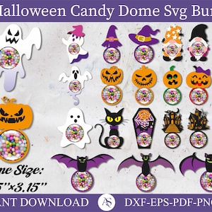 40 Halloween Candy Dome SVG, Halloween Candy Holder SVG, Candy Ornaments SVG, Chocolade houder svg, Trick or Treat Geschenken, Papier Ornament