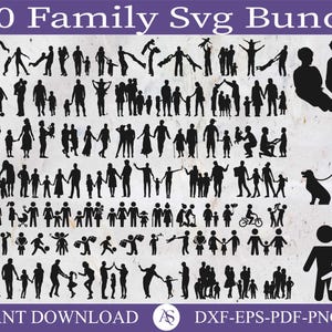 Familie SVG PNG Bundle, Familie Clipart, Vatertag SVG, Vater und Kinder SVG, Familien Silhouette, Familie SVG Schnittdateien für Cricut