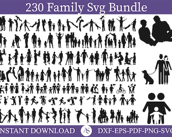 Family SVG PNG Bundle, Family Clipart, Fathers Day svg, Father and Children svg, Family Silhouette, Family SVG Cut Files for Cricut