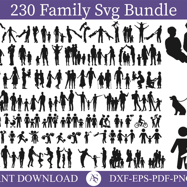 Family SVG PNG Bundle, Family Clipart, Fathers Day svg, Father and Children svg, Family Silhouette, Family SVG Cut Files for Cricut