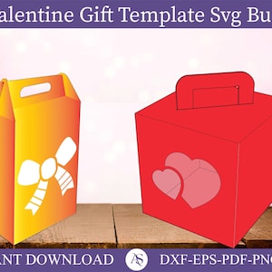 Scatola con modello SVG con coperchio, modello scatola quadrata, file di taglio Cricut, file di taglio Silhouette, file di taglio fratello, scatola di San Valentino, scatola regalo di San Valentino