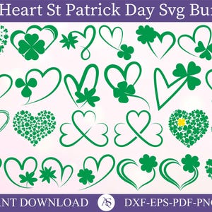 45 Saint Patrick's Day Heart - Instant Digital Download - svg, png, dxf, and eps files included! Shamrock, St. Pattys Day, Clover, Stripes