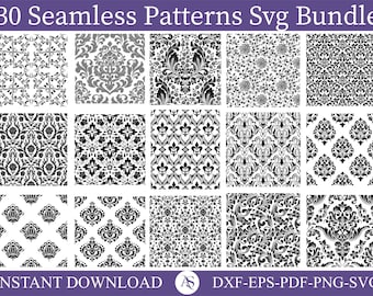 30 Seamless Patterns SVG Bundle, tooled leather svg, seamless tumbler png, tumbler wrap png, western pattern svg, png, dxf, pdf