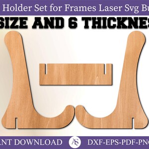 4 Sizes Laser Cut Easel Holder, Easel stand svg, Plate Holder, Photo Frame Display, Glowforge Laser Cut Files, Easel support, Frame support