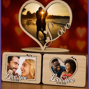 03 Valentine's Day Fridge Photo Frame Magnet, photo frame love svg, valentines day laser cut, heart photo frame svg, anniversary photo gift