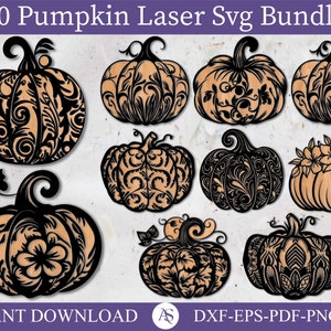 Pumpkin Bundle svg, Pumpkin Laser Cut File, Autumn Pumpkin svg, Patterned Fall Cut Files, Pumpkin Decor svg, Halloween Glowforge Laser File