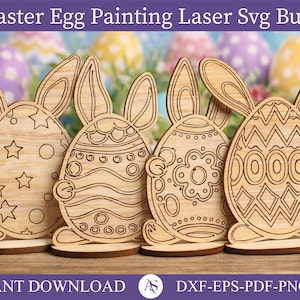16 Easter paint kit svg bundle, Easter egg coloring kit laser cut, Easter egg color craft svg, Engrave files