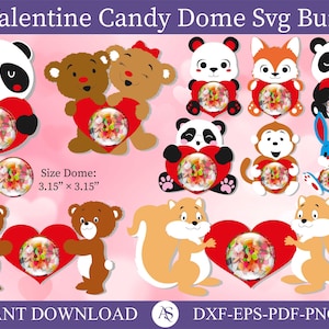Valentine Candy Dome SVG Bundle, VALENTINSTAG Süßigkeitenhalter, Ornament Geschenk SVG, Gnome Candy Dome SVG, Partygeschenk, Stuffer, Papierornament