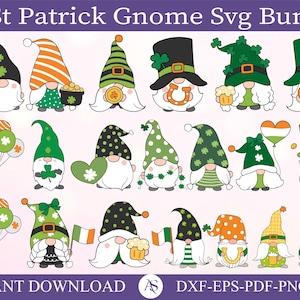 44 St Patrick's Day Gnome svg Bundle, St Patrick's Day svg, St Patrick's Gnome svg, Gnome png, Gnome cut files, Lucky Gnomes svg