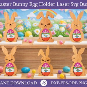 30 Paashaas eierhouders lasergesneden SVG-bestand Glowforge eierhouder standaard bundel SVG Cricut Paas eierhouder DXF CNC vectorsjabloon
