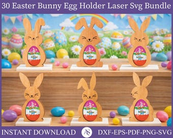 30 Easter Bunny Egg Holder Laser Cut Svg File Glowforge Egg Holder ...