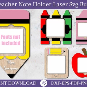 Notizhalter SVG, personalisiertes Lehrergeschenk, Lehrer-Wertschätzungssvg, Lehrer-Laserschnittdateien, Bleistift-Laserschnitt-Svg, kommerzielle Nutzung, Eps-Png