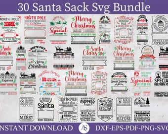 30 Santa Sack svg Bundle, Christmas Santa Sack svg, Santa Sack png, Gift Bag svg, Christmas Express svg, North Pole Special Delivery svg