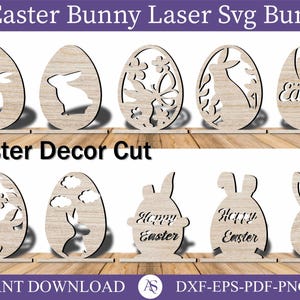 Bunny Easter Eggs Shelf Sitter SVG, Easter Eggs With Stand Svg, Easter Laser Cut file, Easter Egg Decors DXF SVG Cricut Cut File, Easter svg