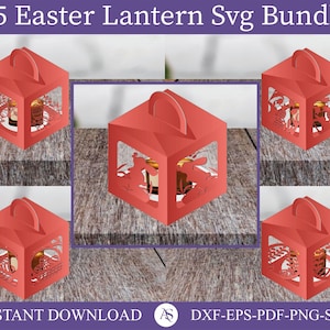 05 Easter Paper Lantern Design, Happy Easter Lantern Papercut, 3D Easter Paper Lamp SVG, Spring Paper Crafts, Happy Easter SVG Bundle