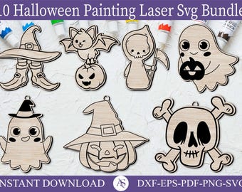 Halloween Paint Laser Svg, Halloween SVG, Halloween Paint File, Halloween Laser File, Glowforge svg, Pumpkin Paint svg, Ghost Paint Svg