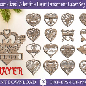 Pacote de etiquetas para presentes em formato de coração, etiqueta de coração 3D para o dia dos namorados svg, etiquetas para presentes personalizadas cortadas a laser, ornamento em camadas cortado a laser, placa, chaveiro