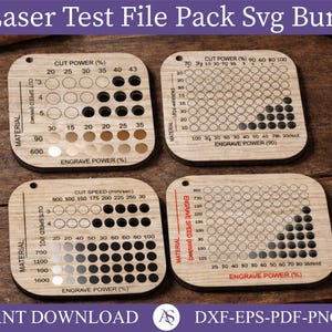 Pacote de Arquivos de Teste a Laser, Arquivos de Teste de Materiais Lightburn, Cartões de Teste para Gravação e Corte a Laser, Lasers de CO2 e Diodo, Teste de Calibração Lightburn