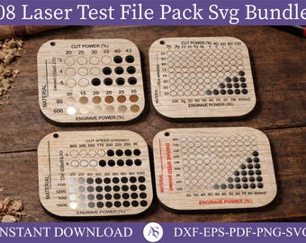 Laser Test Files Pack, Lightburn Material Test Files, Laser Engraving & Cutting Test Cards, CO2 - Diode Lasers, Lightburn Calibration Test