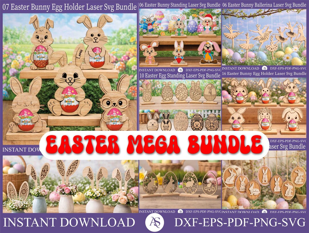 Easter SVG Mega Bundle | Laser Cut Files for Glowforge | Bunny Egg ...