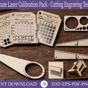 Pacchetto di calibrazione laser definitivo: schede di prova per taglio e incisione, misuratore di profondità di messa a fuoco, test di rampa, test di taglio e tester di spessore del materiale