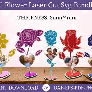 Arquivos Svg de corte a laser de flores em duas camadas, presente de corte a laser Mom Rose, arquivos vetoriais para corte a laser de madeira, laser dos namorados svg, laser rosa svg