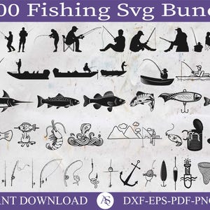 Pescador capturando peces SVG, EPS, PNG, pdf, Pesca Svg, Archivo cortado, Cricut, Clipart, Pesca divertida, Día del Padre, Descarga instantánea