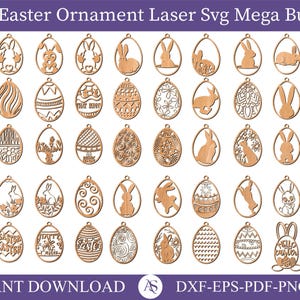 Bundel van 300 Mega Paas SVG-bestanden voor lasersnijden, Paasornamenten SVG, Paas SVG-bestanden voor lasersnijden, Paashanger SVG, dxf eps