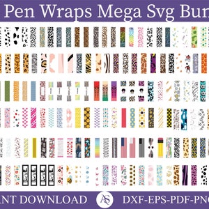 190 Pen Wrap SVG MEGA BUNDLE, Pen Wrap png, Glitter Pen Wrap Svg, Plantilla de envoltura de pluma Svg, Plantilla de envoltura de pluma epoxi, Sublimación de patrón de lápiz