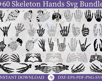 Skeleton Hands Svg Bundle, Skull Skeleton Hand Halloween svg, Rack Hand Svg, Middle Finger svg, Cricut Cut File, Laser cut, Instant Download