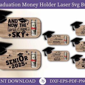 Pacchetto porta soldi di congratulazioni per la laurea, regalo porta soldi per laureati 2024, regalo di denaro per la laurea, file laser Glowforge della classe del 2025