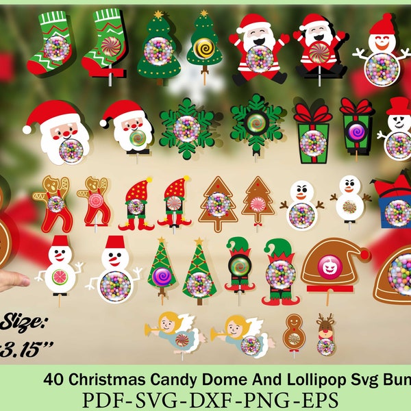 40 Christmas Candy Dome And Lollipop SVG Bundle, Candy Ornaments SVG, Chocolate holder svg, Candy dome Svg , Candy Ornaments SVG, Christmas