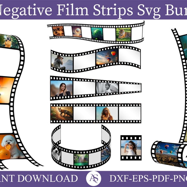 Negative Film Strips, film strip template, film strip photo frame, cricut, clipart, image template SVG PNG DXF